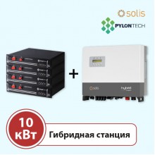 Гибридная станция 10 кВт на Solis HVES-5G + Pylontech H48050